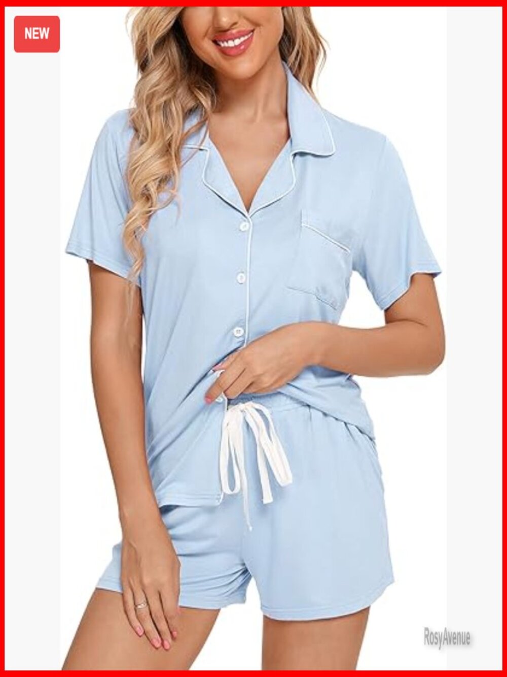 Short Sleeve Pajama Set Button Down Sleepwear Soft Pjs Lounge Sets